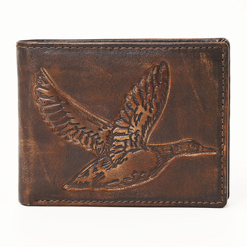 AMERICAN TANNER Genuine Leather Hand Burnished Bifold Wallet For Men Women H3.5 X W4.75 D0.5